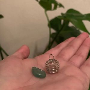 Green Aventurine with cage pendant